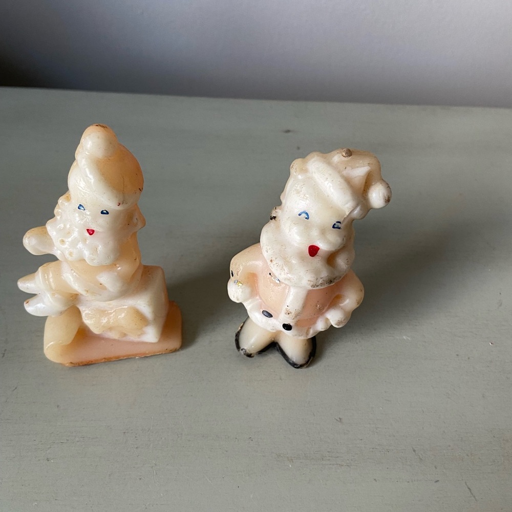 Vintage gurley Santa Claus pastel set of 2